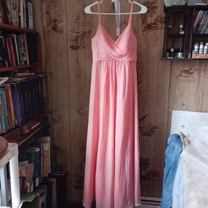 J.Js House Coral Maternity Pleated Breast Spaghetti Strap Bridesmaid Dress Small